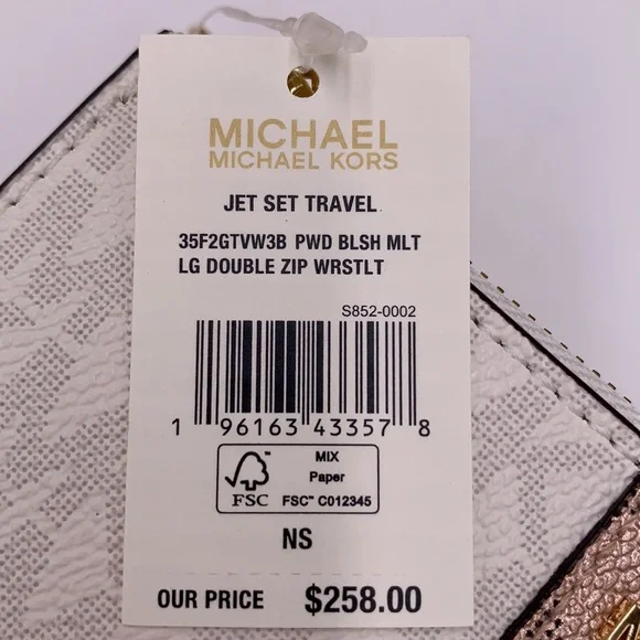 MICHAEL KORS Medium Zip Front Logo Chain Tote Bag & LARGE DOUBLE ZIP WRISTLET - Picture 10 of 16